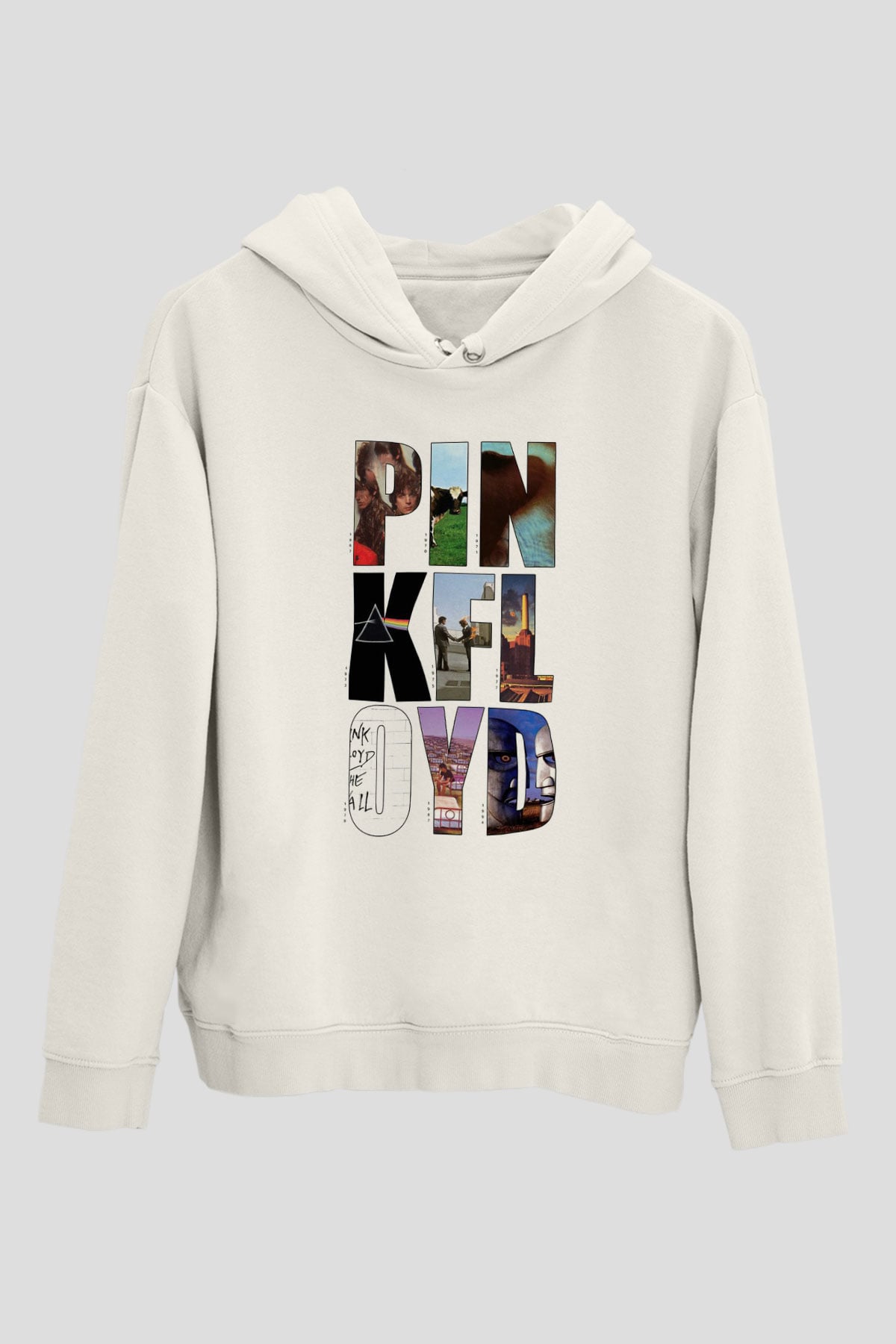 Pink Floyd Beyaz Unisex Kapşonlu Sweatshirt