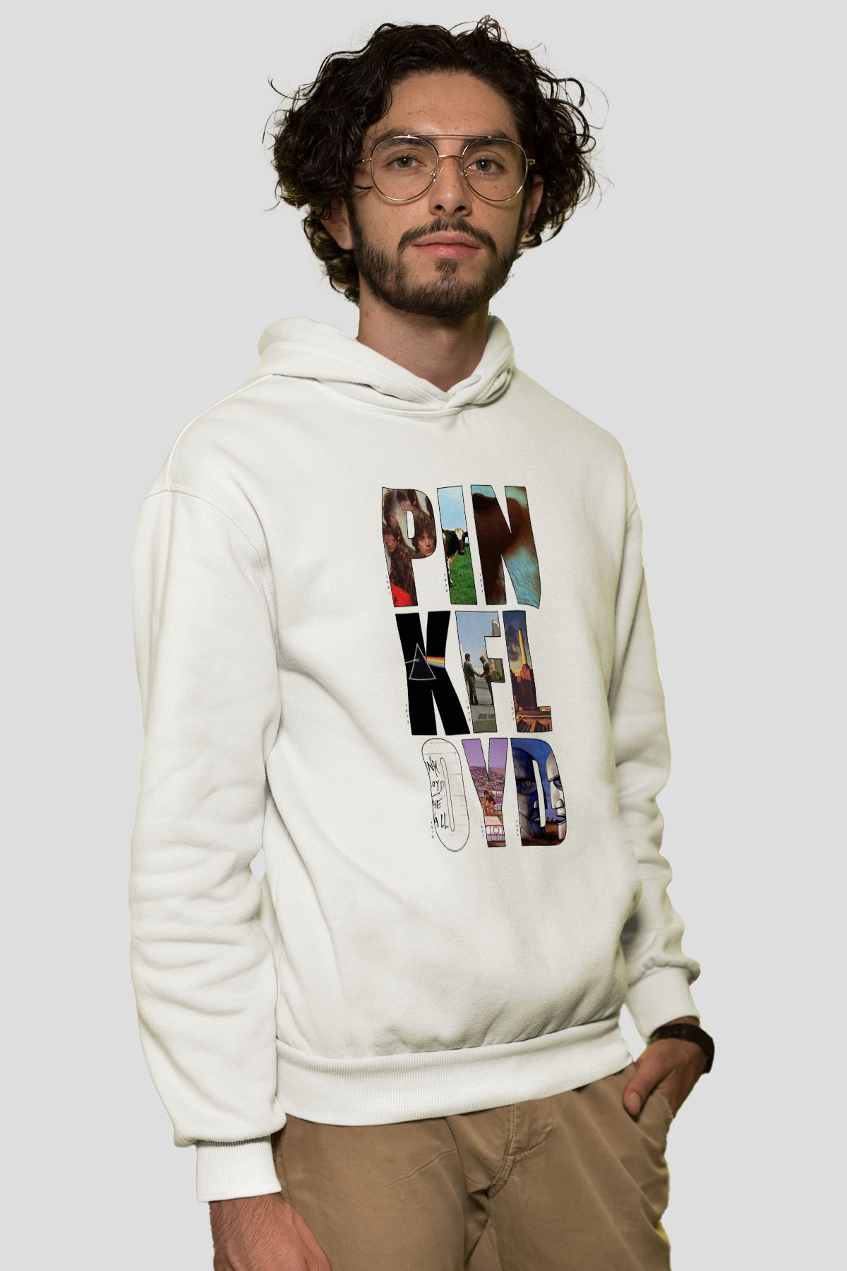 Pink Floyd Beyaz Unisex Kapşonlu Sweatshirt