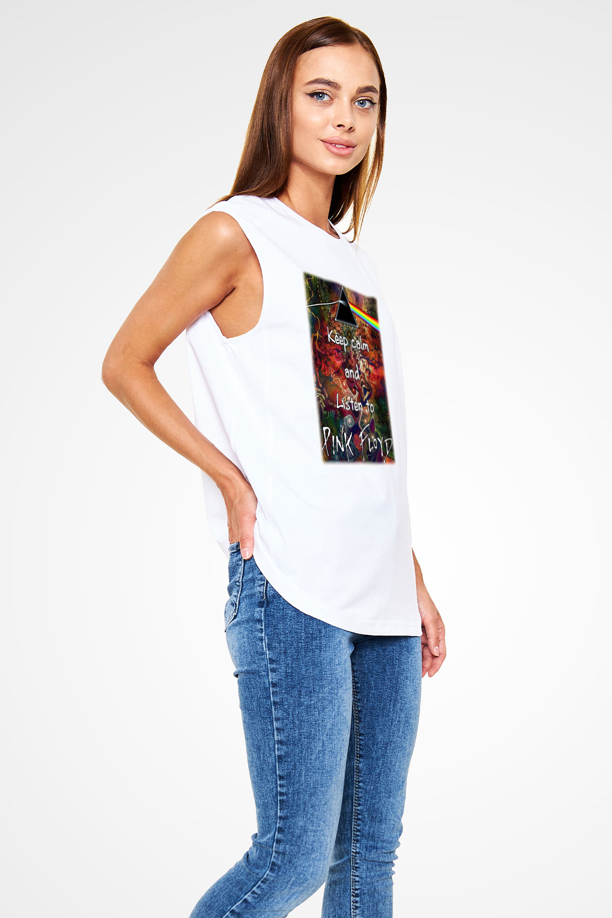 Pink Floyd Beyaz Unisex Kolsuz Tişört