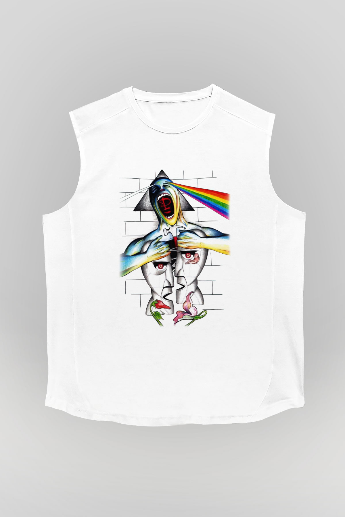 Pink Floyd Beyaz Unisex Kolsuz Tişört