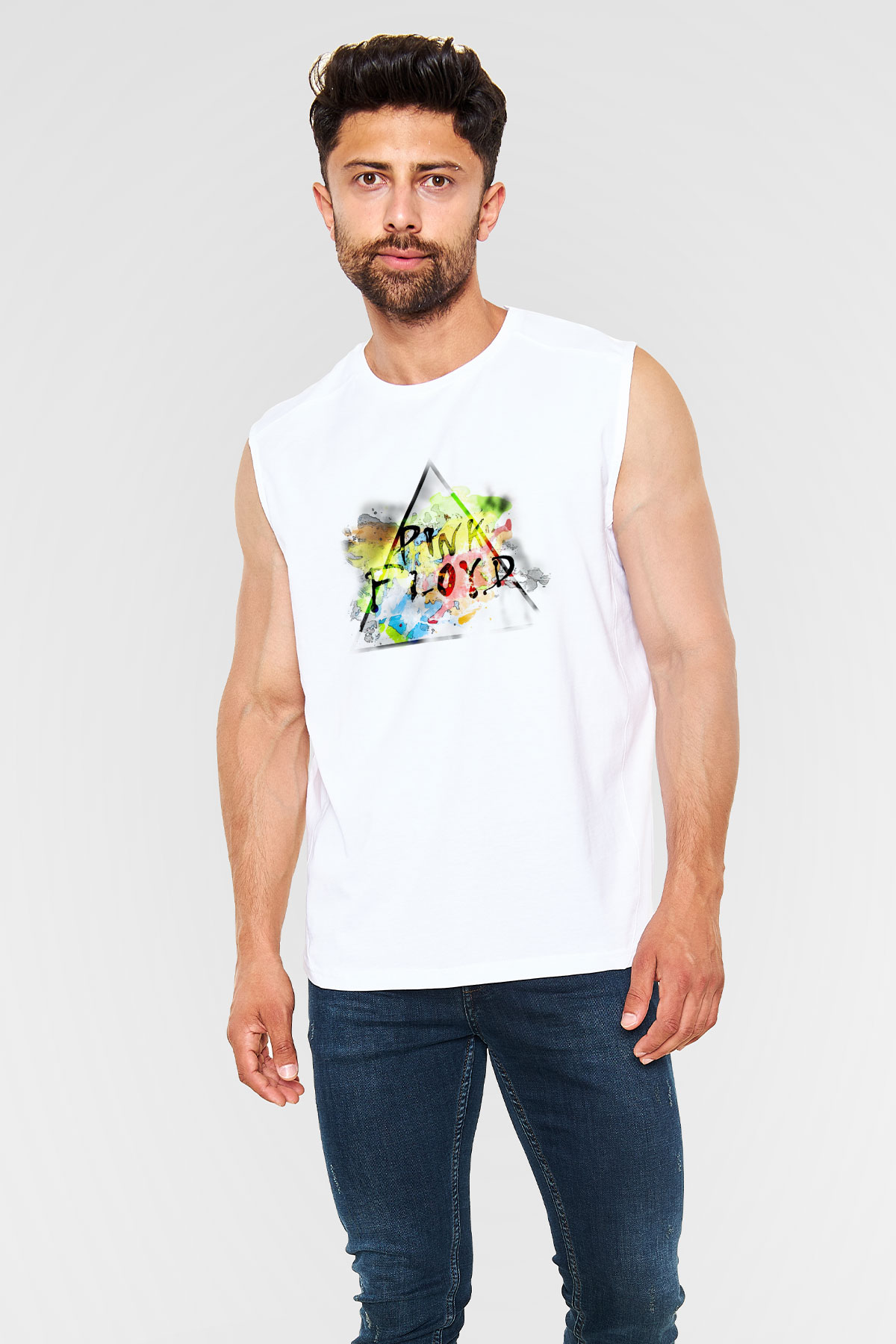 Pink Floyd Beyaz Unisex Kolsuz Tişört