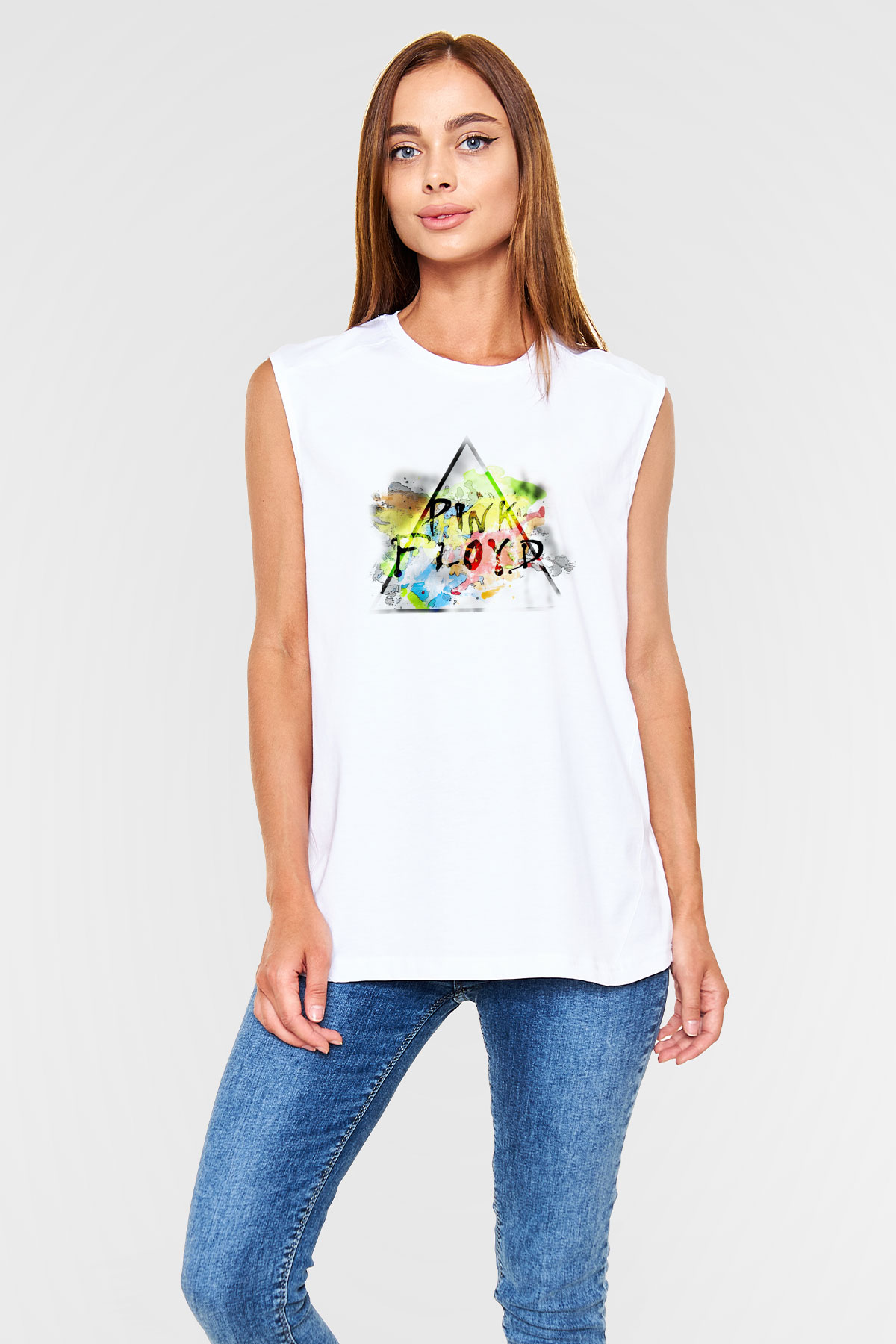 Pink Floyd Beyaz Unisex Kolsuz Tişört