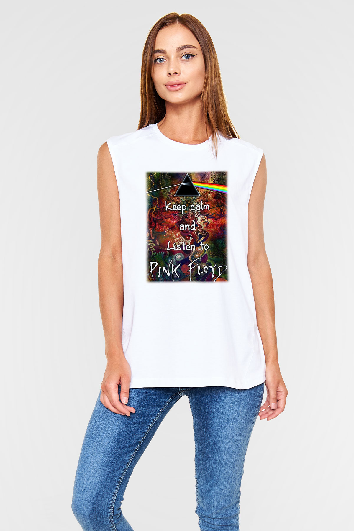 Pink Floyd Beyaz Unisex Kolsuz Tişört