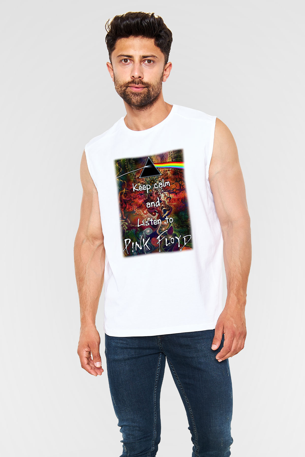 Pink Floyd Beyaz Unisex Kolsuz Tişört