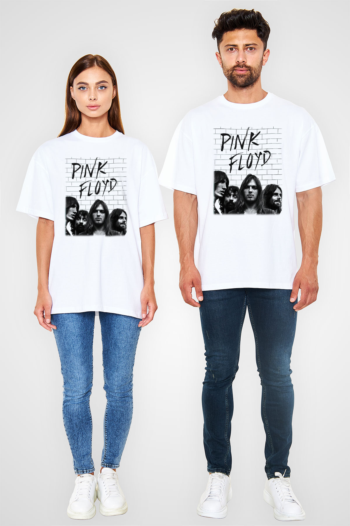 Pink Floyd Beyaz Unisex Oversize Tişört T-Shirt