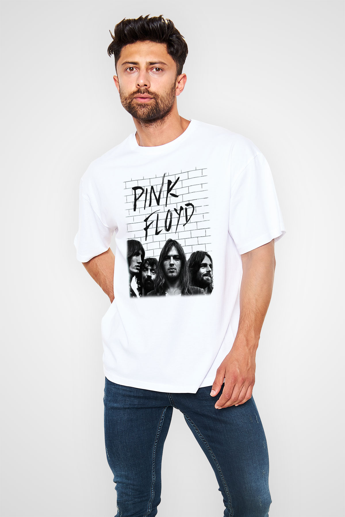 Pink Floyd Beyaz Unisex Oversize Tişört T-Shirt