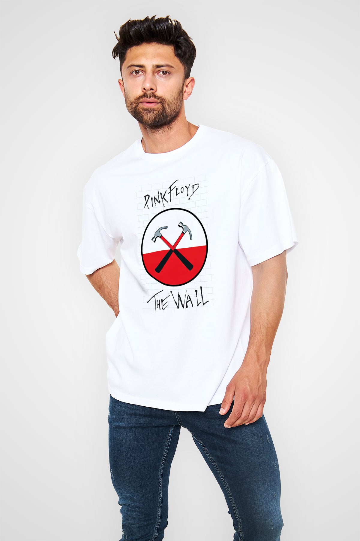 Pink Floyd Beyaz Unisex Oversize Tişört T-Shirt