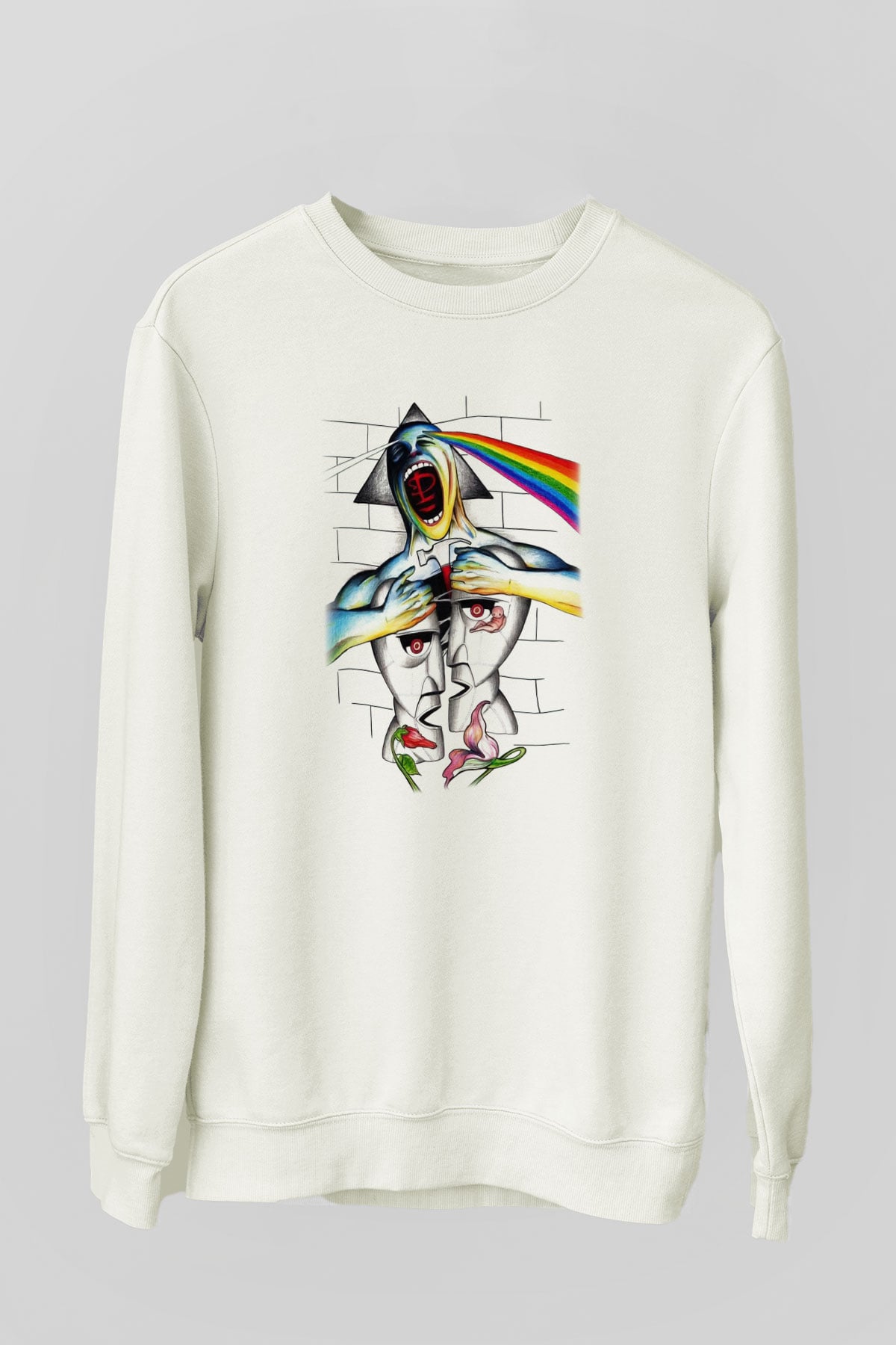 Pink Floyd Beyaz Unisex Sweatshirt