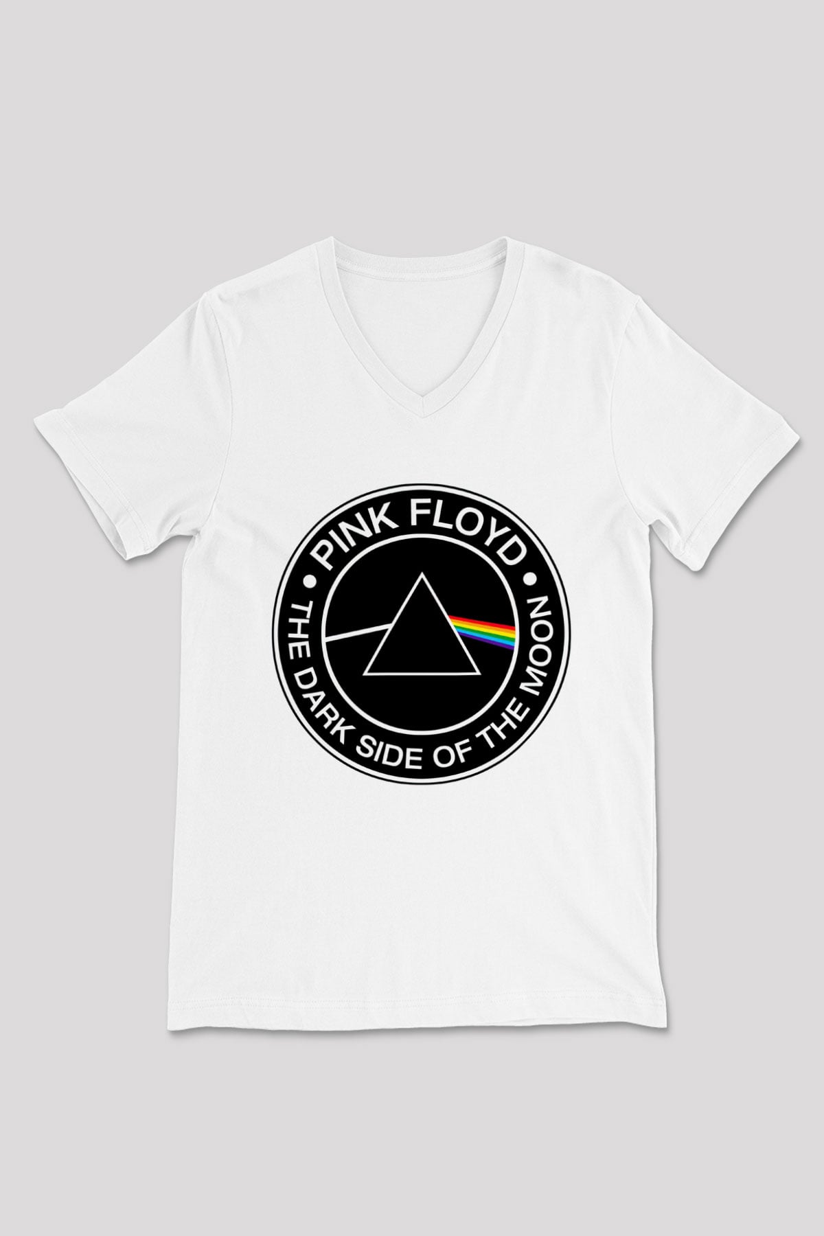 Pink Floyd Beyaz Unisex V Yaka Tişört T-Shirt