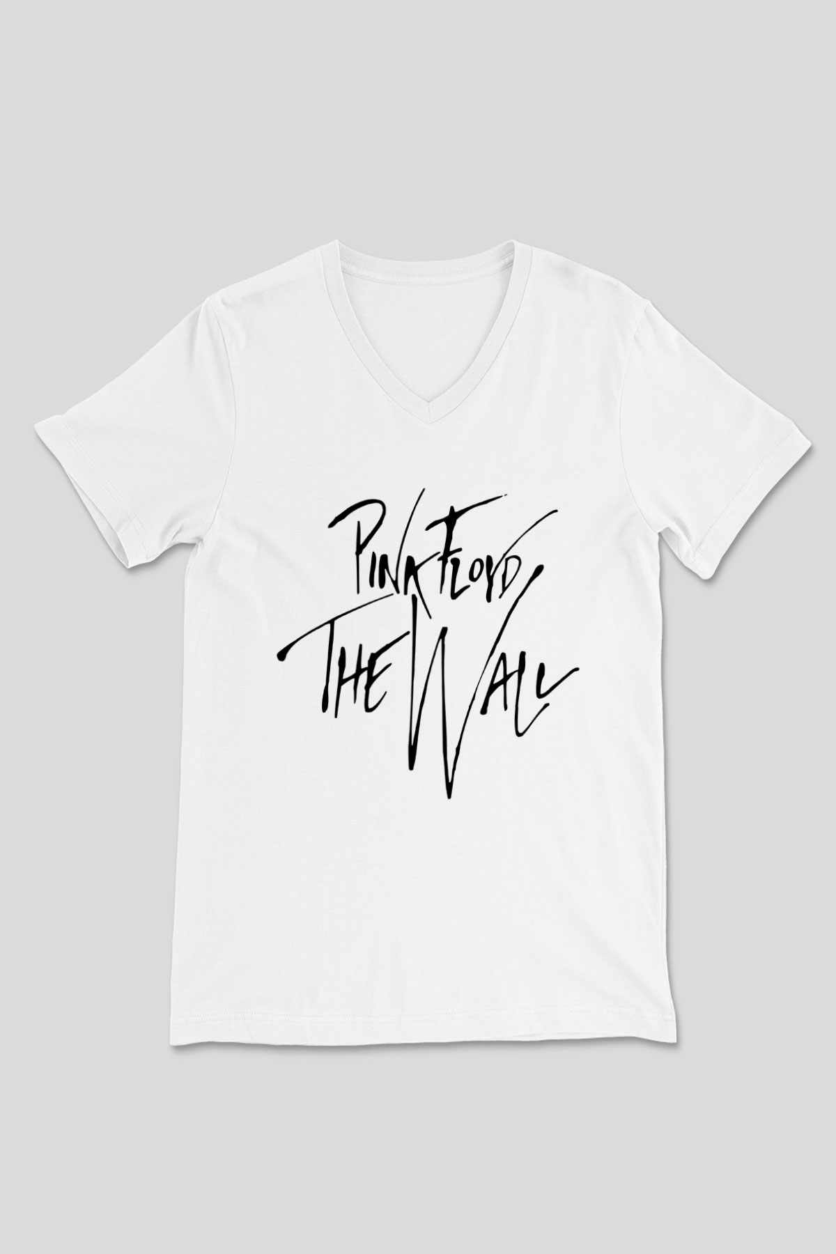 Pink Floyd Beyaz Unisex V Yaka Tişört T-Shirt