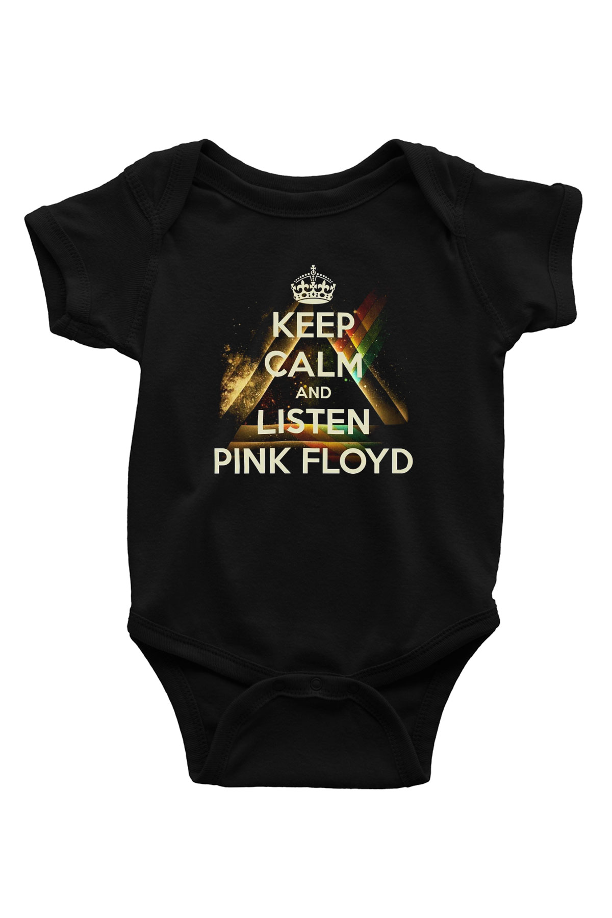 Pink Floyd Keep Calm And Listen Baskılı Siyah Bebek Body - Zıbın