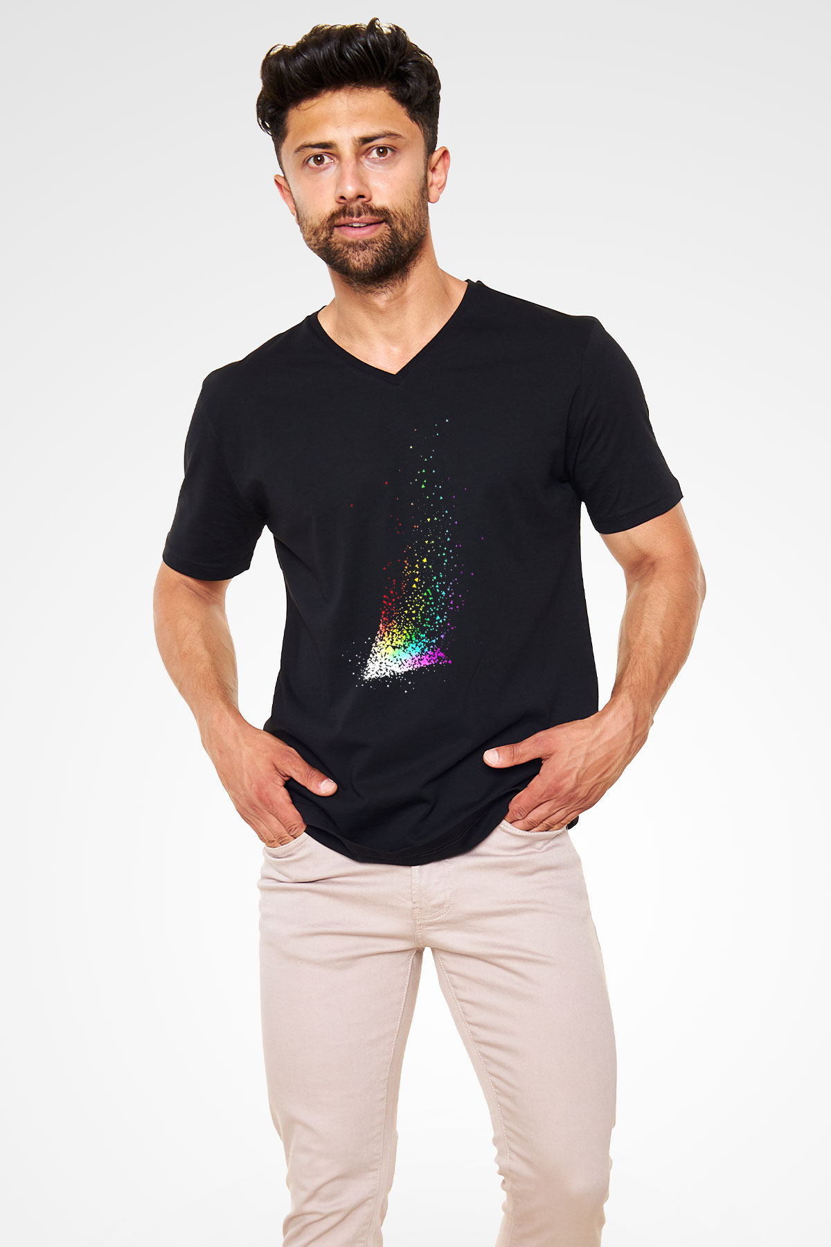 Pink Floyd Siyah Unisex V Yaka Tişört T-Shirt