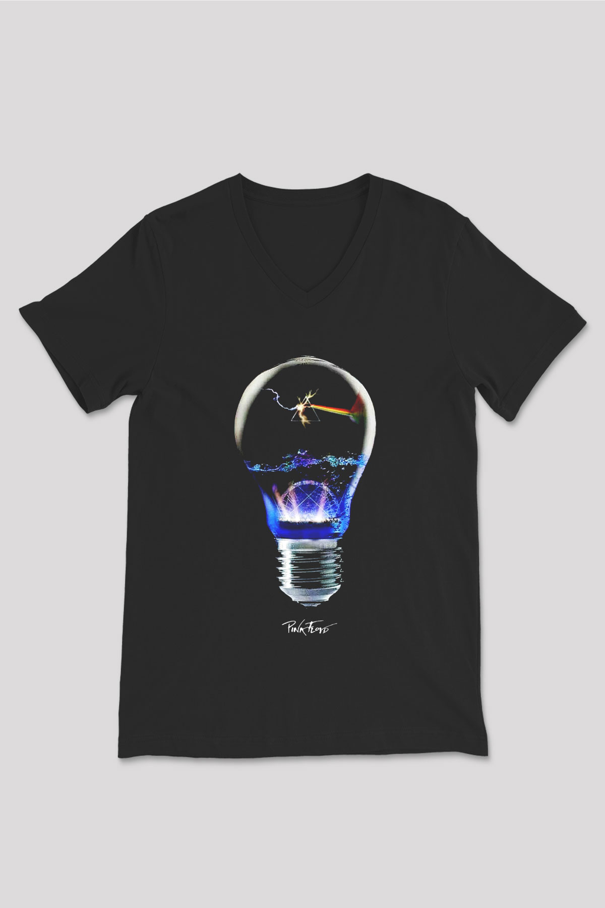 Pink Floyd Siyah Unisex V Yaka Tişört T-Shirt