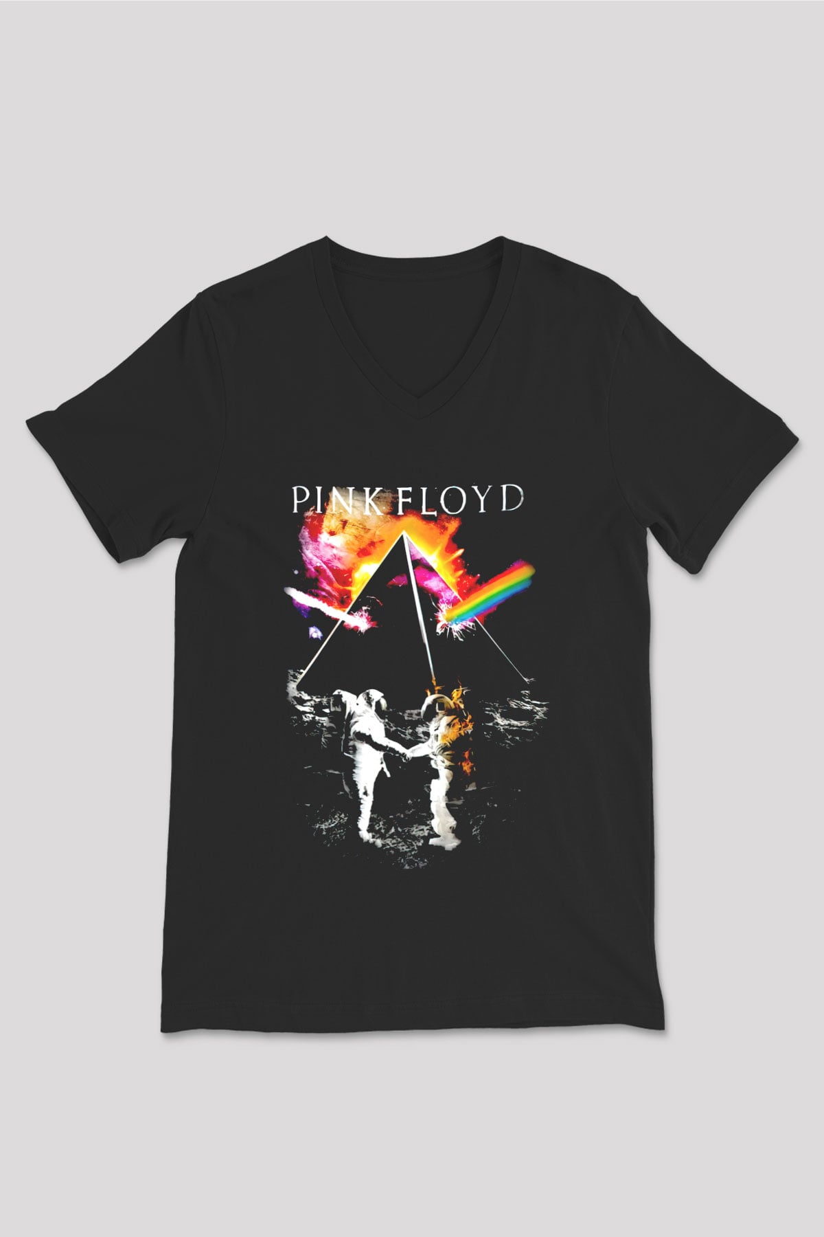 Pink Floyd Siyah Unisex V Yaka Tişört