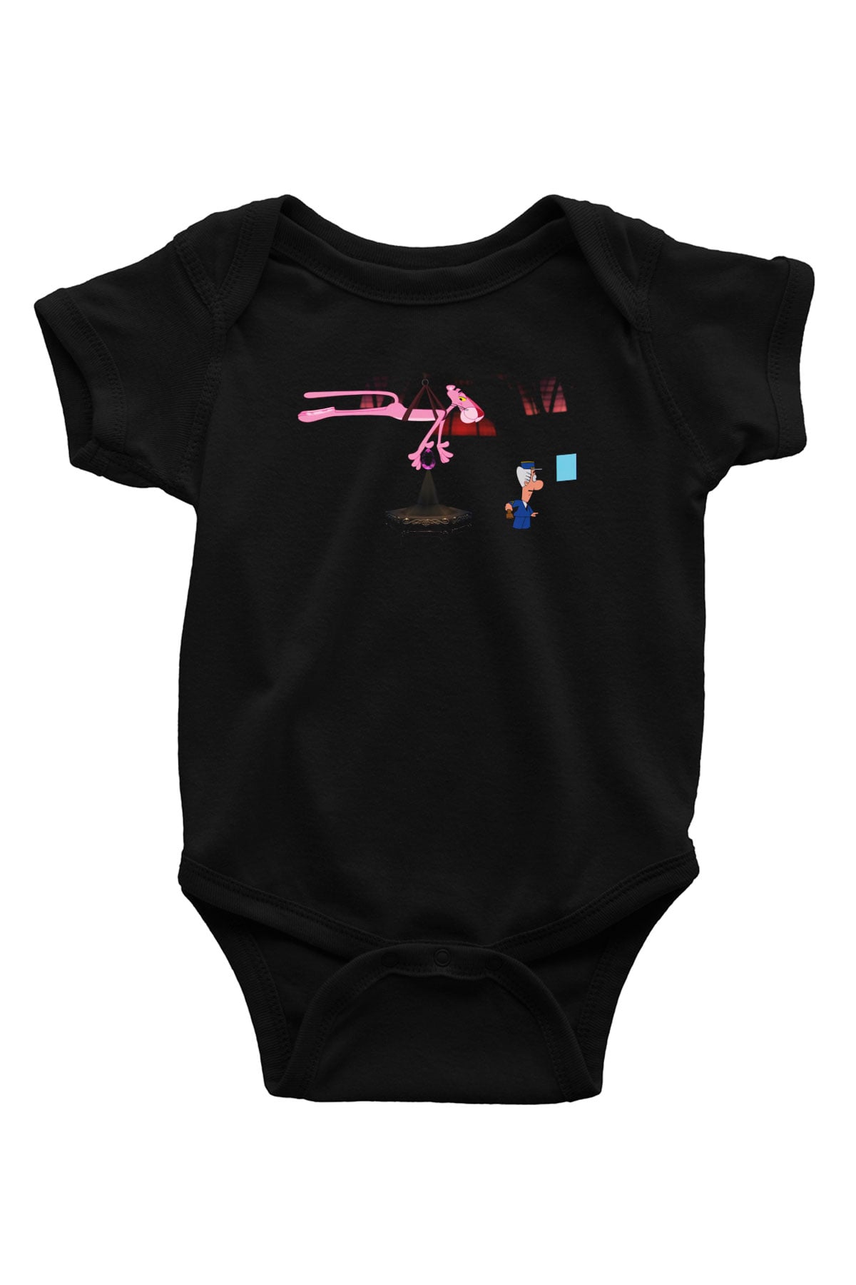 Pink Panther Baskılı Siyah Bebek Body - Zıbın