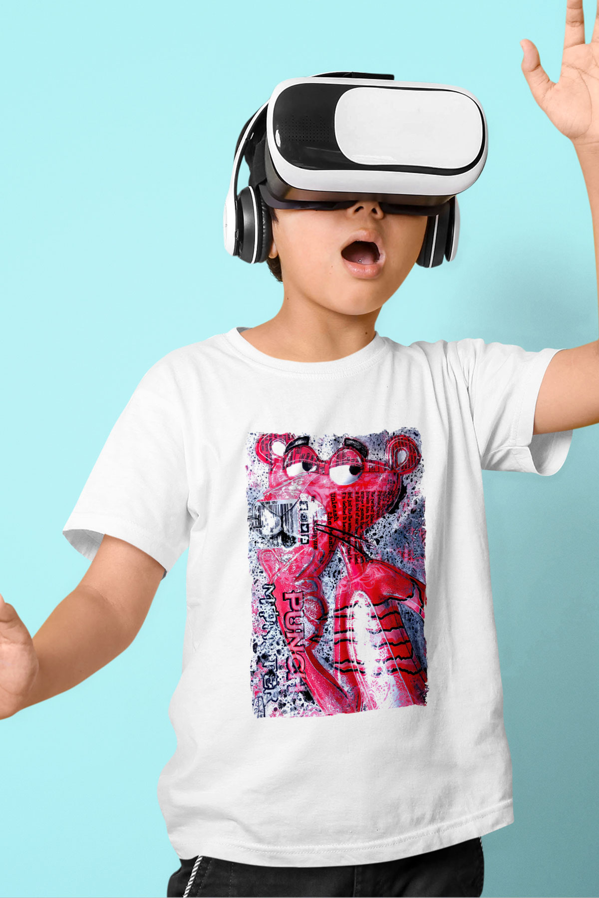 Pink Panther Beyaz Unisex  Çocuk Tişört