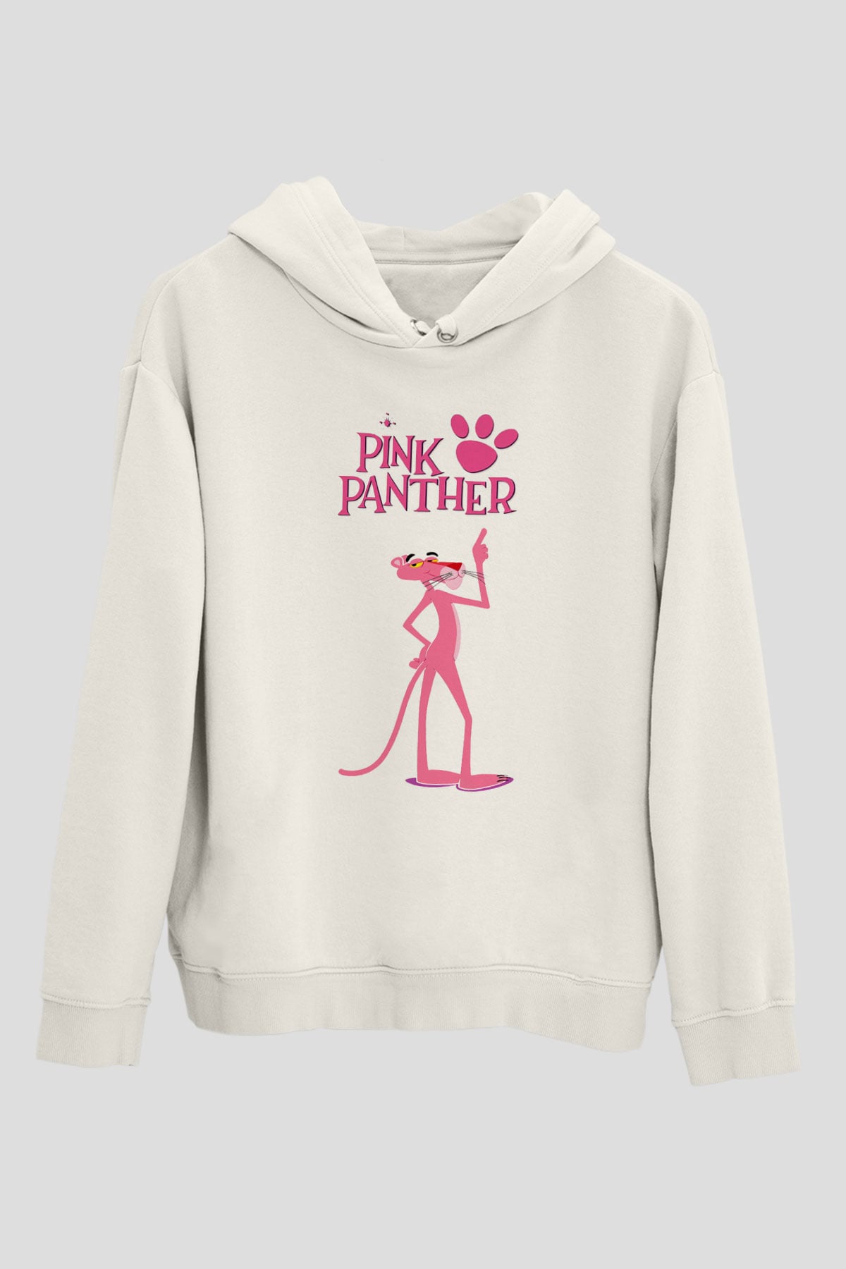 Pink Panther Beyaz Unisex Kapşonlu Sweatshirt