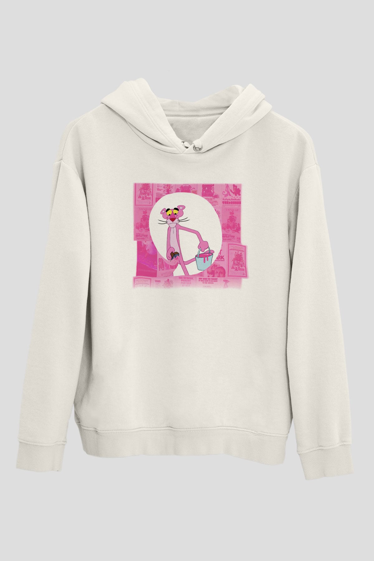 Pink Panther Beyaz Unisex Kapşonlu Sweatshirt