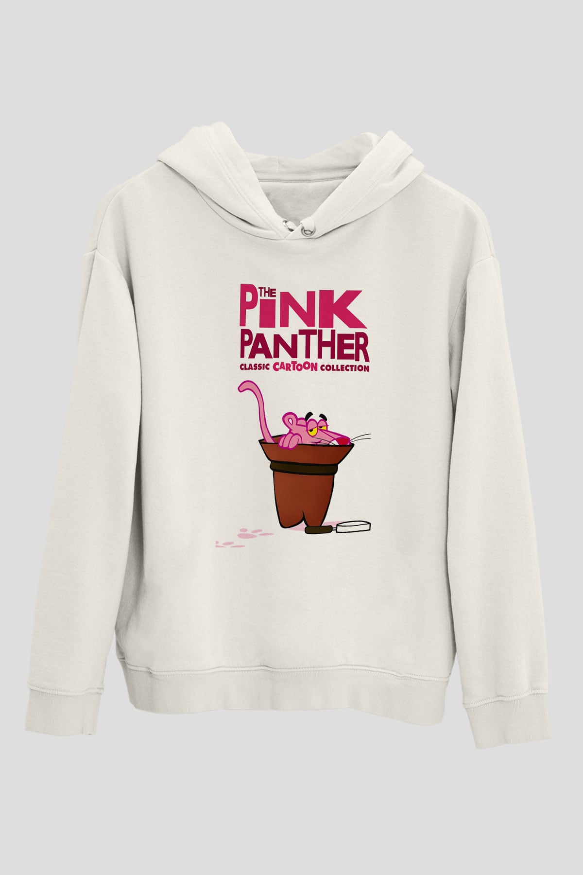 Pink Panther Beyaz Unisex Kapşonlu Sweatshirt