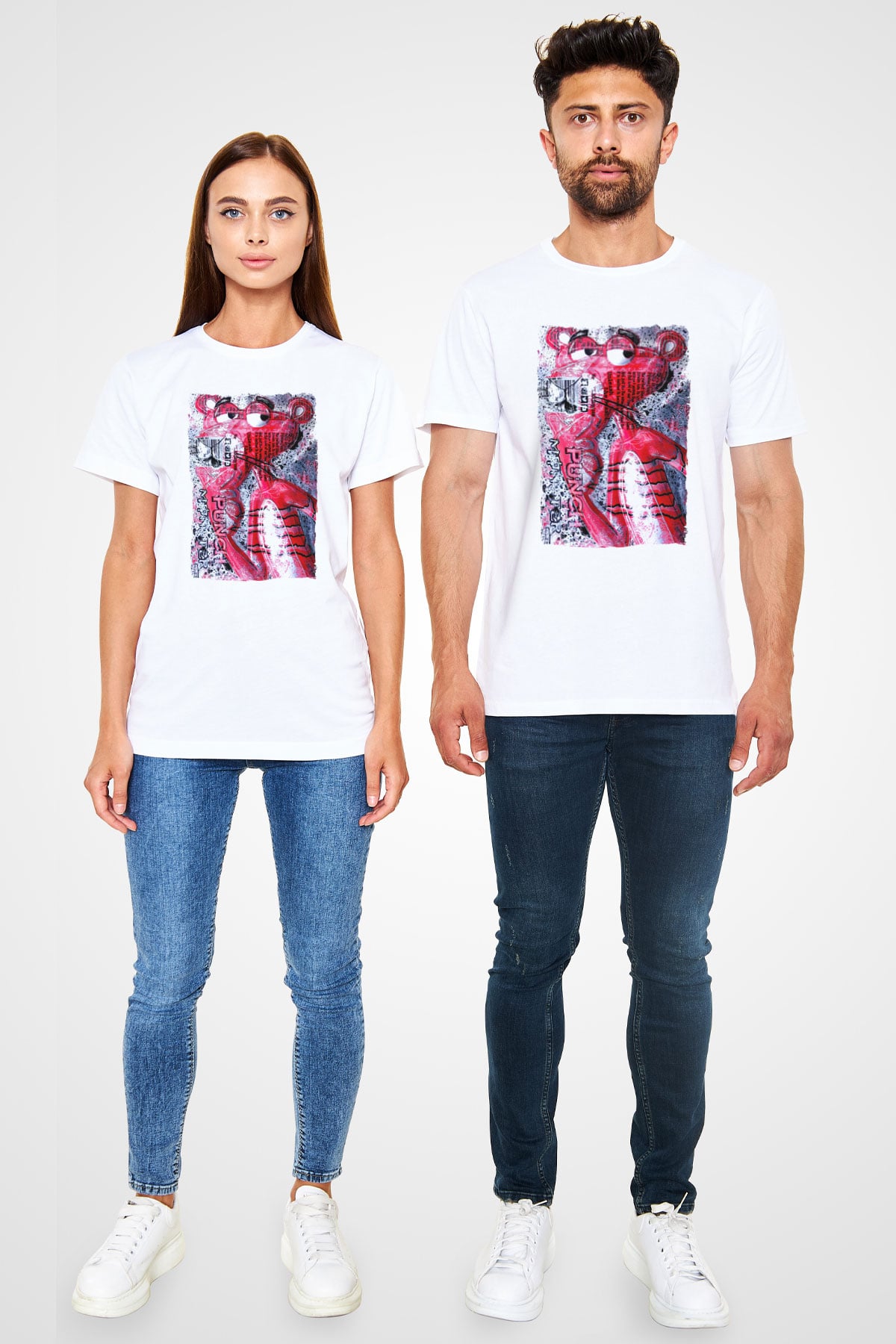 Pink Panther Beyaz Unisex Tişört