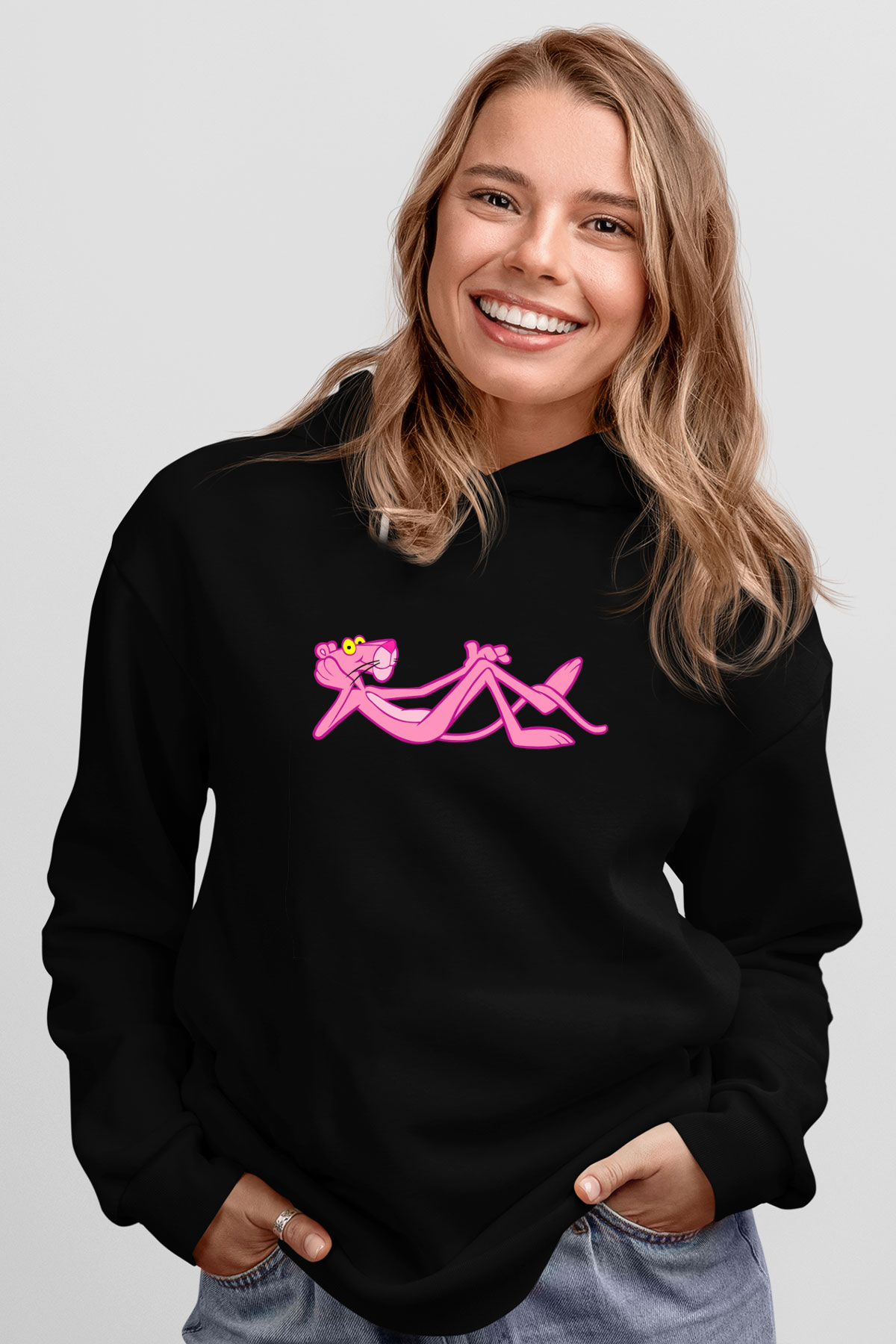Pink Panther Siyah Unisex Hoodie