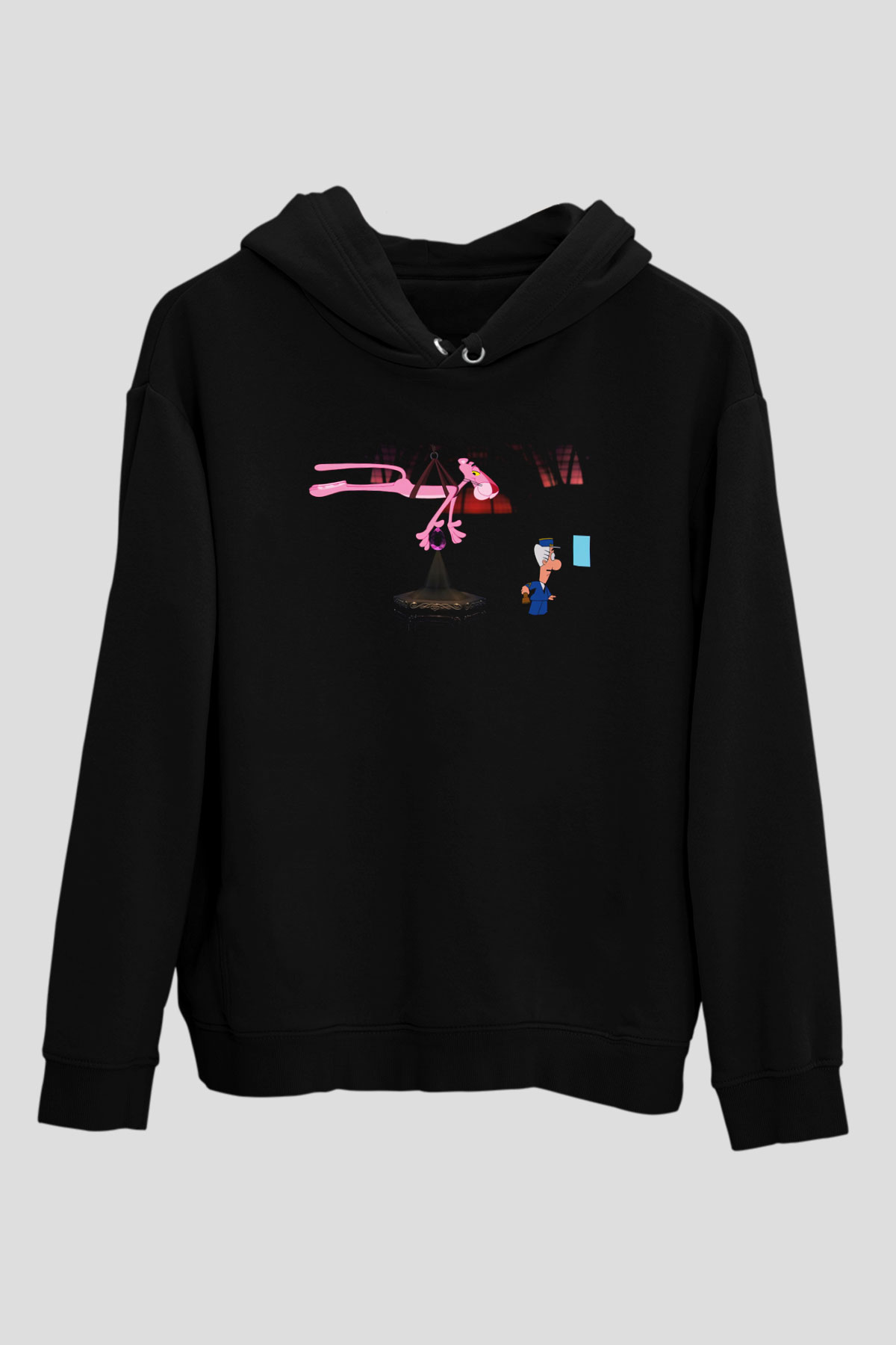 Pink Panther Siyah Unisex Kapüşonlu Sweatshirt