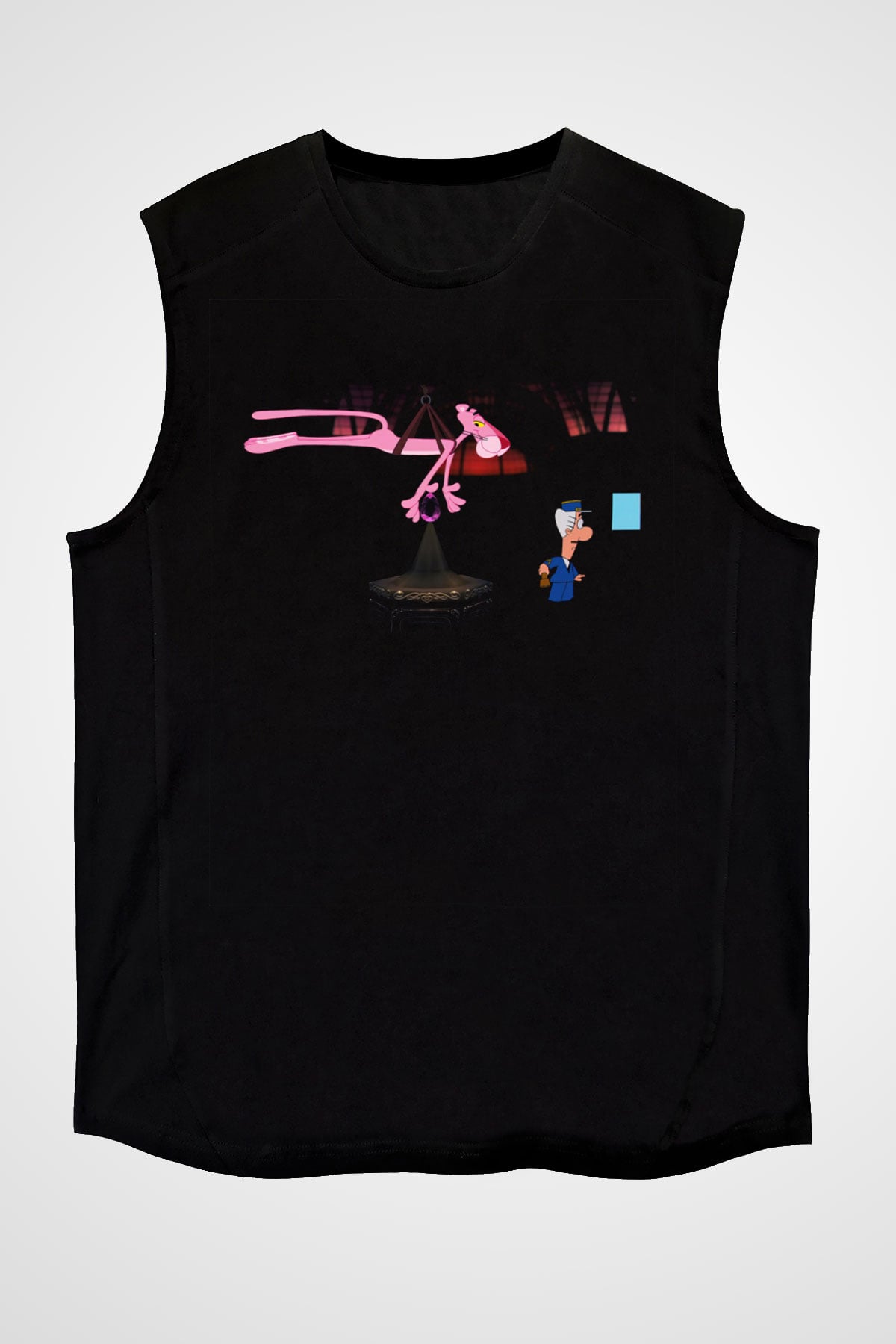 Pink Panther Siyah Unisex Kolsuz Tişört