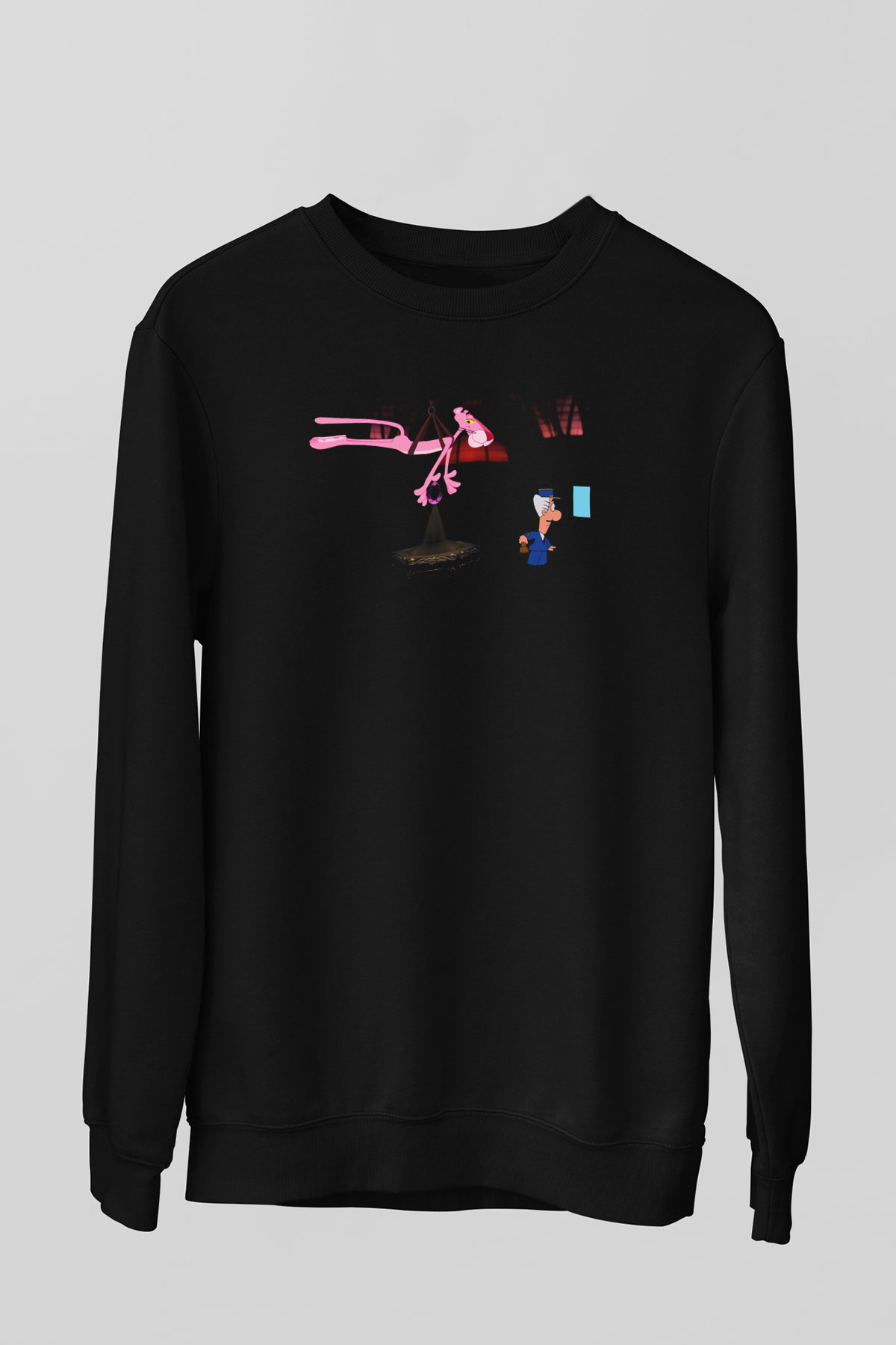 Pink Panther Siyah Unisex Sweatshirt