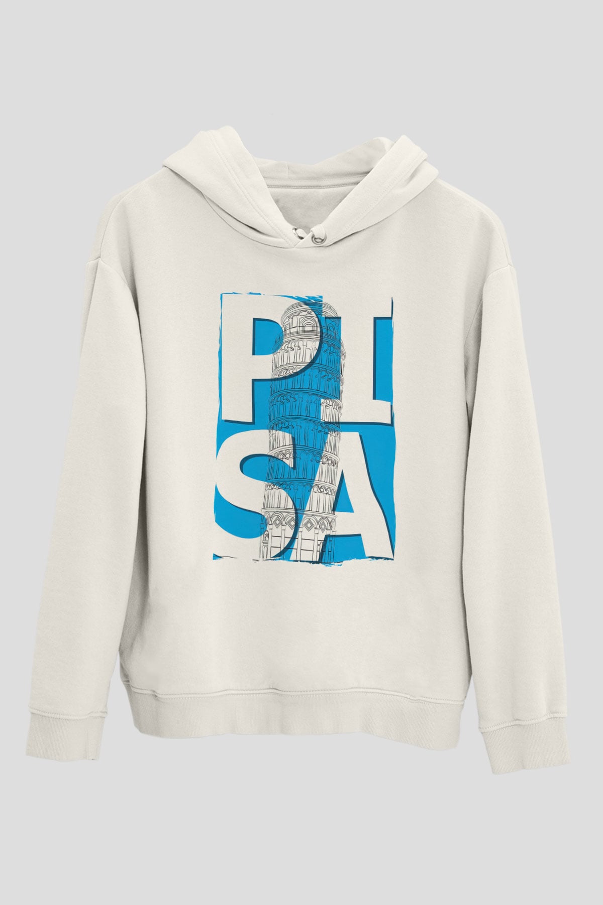 Pisa Kulesi Beyaz Unisex Hoodie