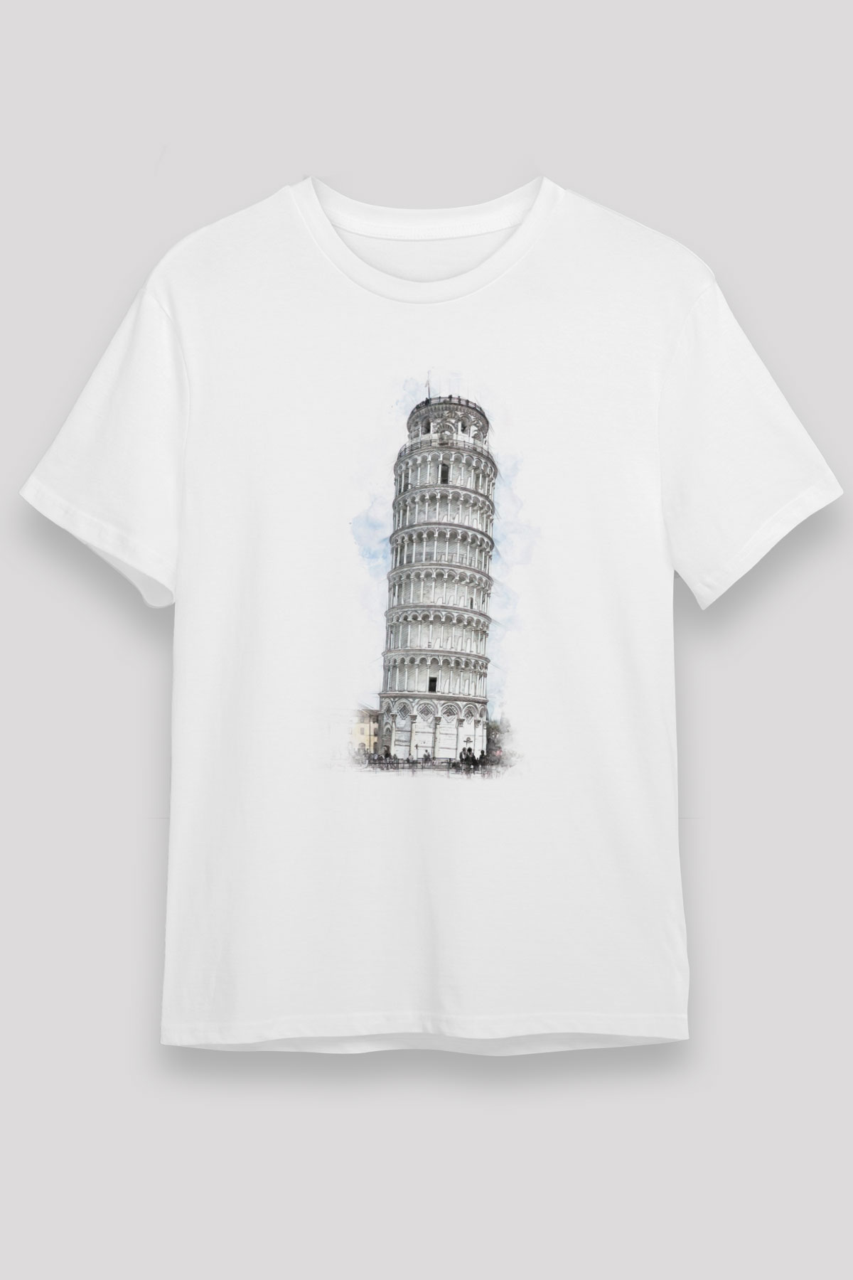 Pisa Kulesi Beyaz Unisex Tişört T-Shirt - TişörtFabrikası
