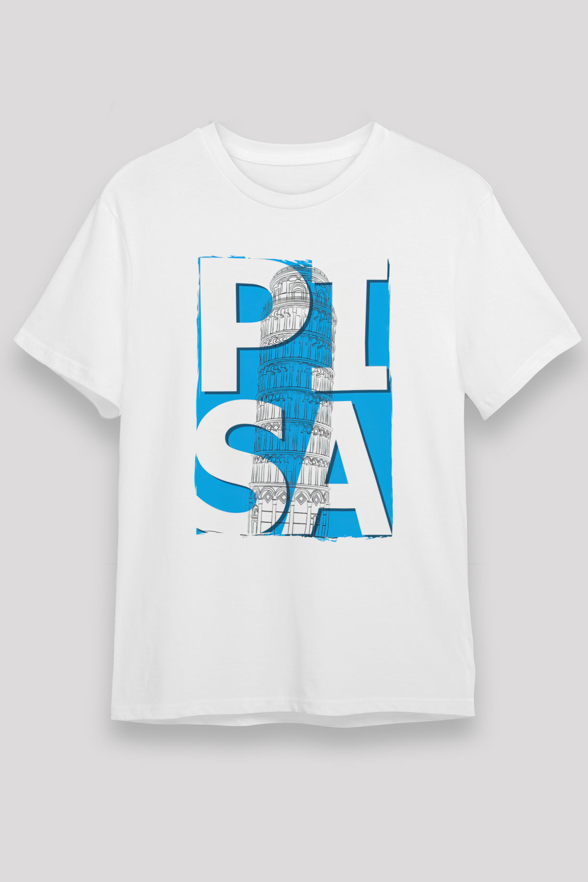 Pisa Kulesi Beyaz Unisex Tişört T-Shirt - TişörtFabrikası