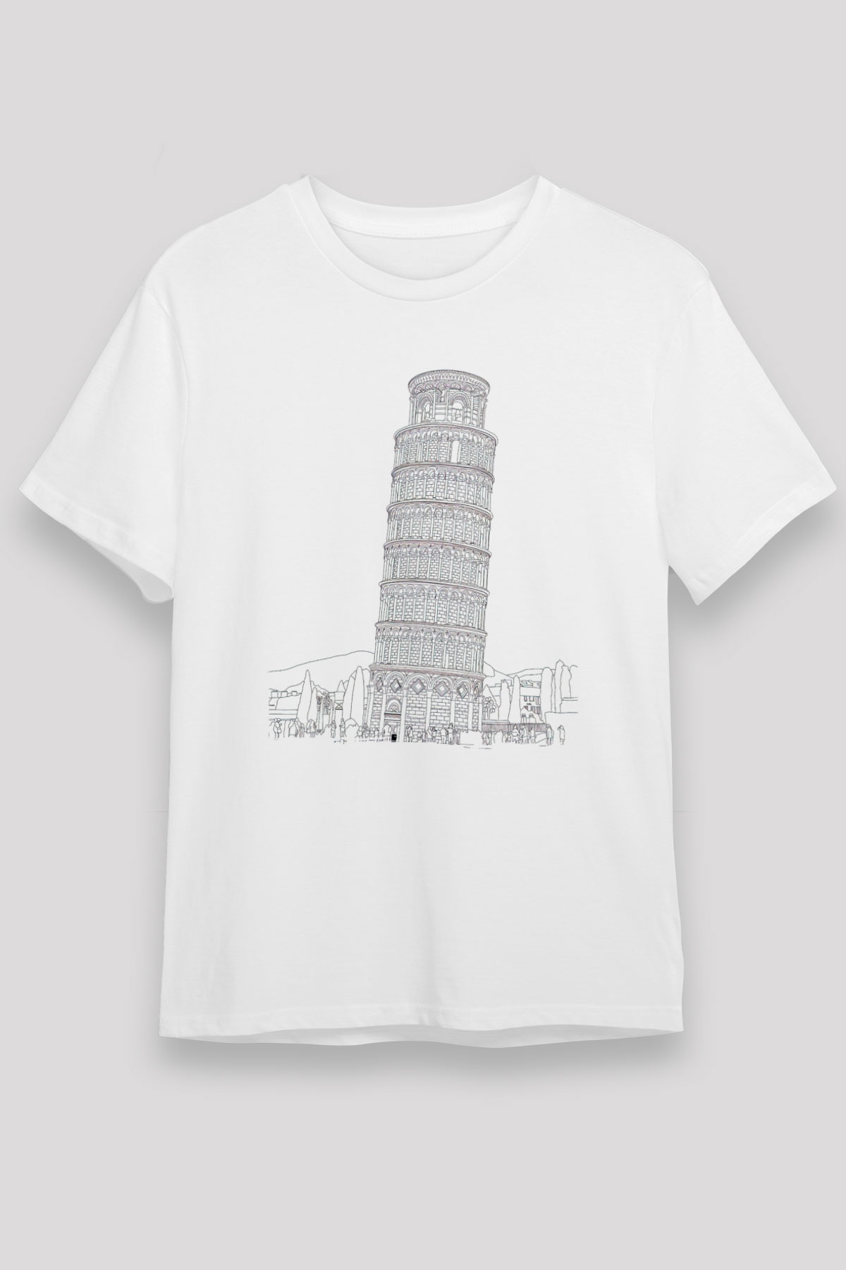 Pisa Kulesi Beyaz Unisex Tişört T-Shirt - TişörtFabrikası