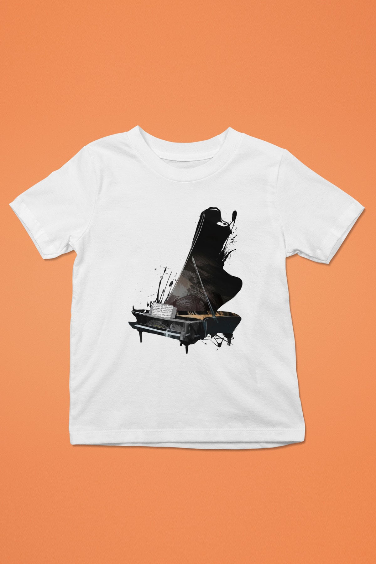 Piyanist Baskılı Beyaz Unisex Çocuk Tişört