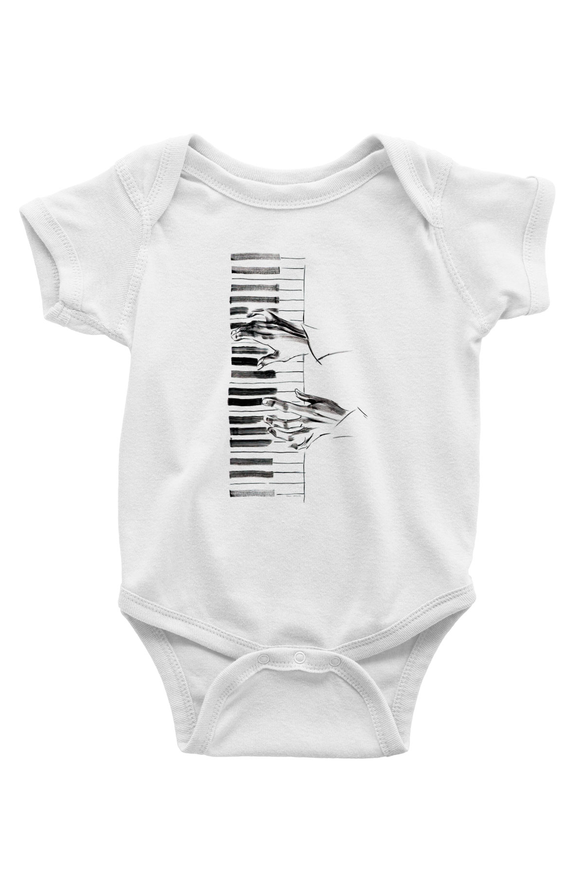Piyanist Beyaz Bebek Body - Zıbın