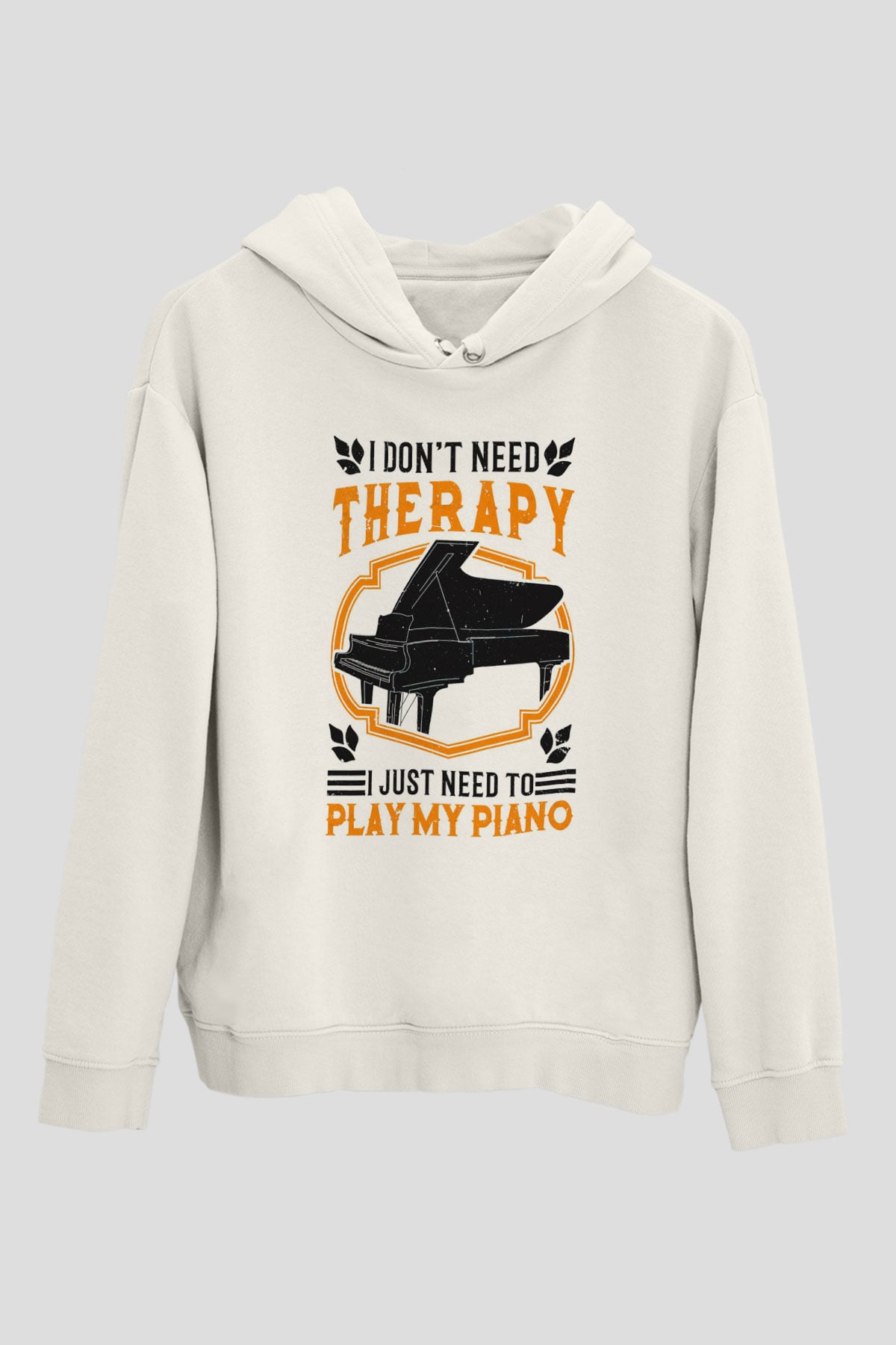 Piyanist Beyaz Unisex Kapüşonlu Sweatshirt