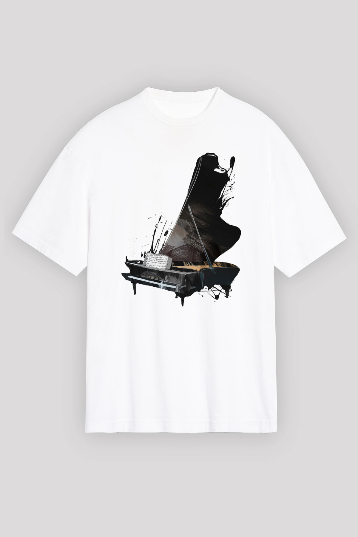 Piyanist Beyaz Unisex Oversize Tişört T-Shirt