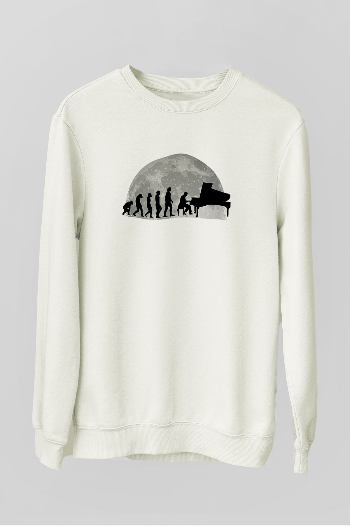 Piyanist Beyaz Unisex Sweatshirt