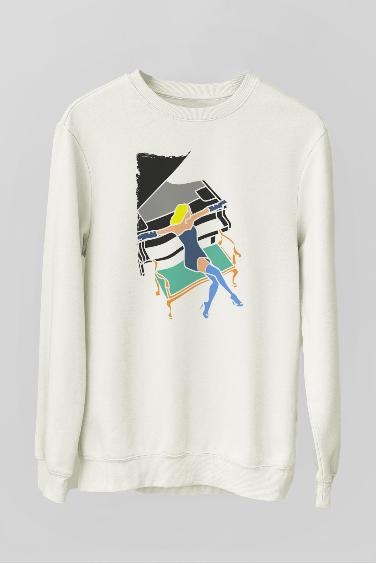 Piyanist Beyaz Unisex Sweatshirt