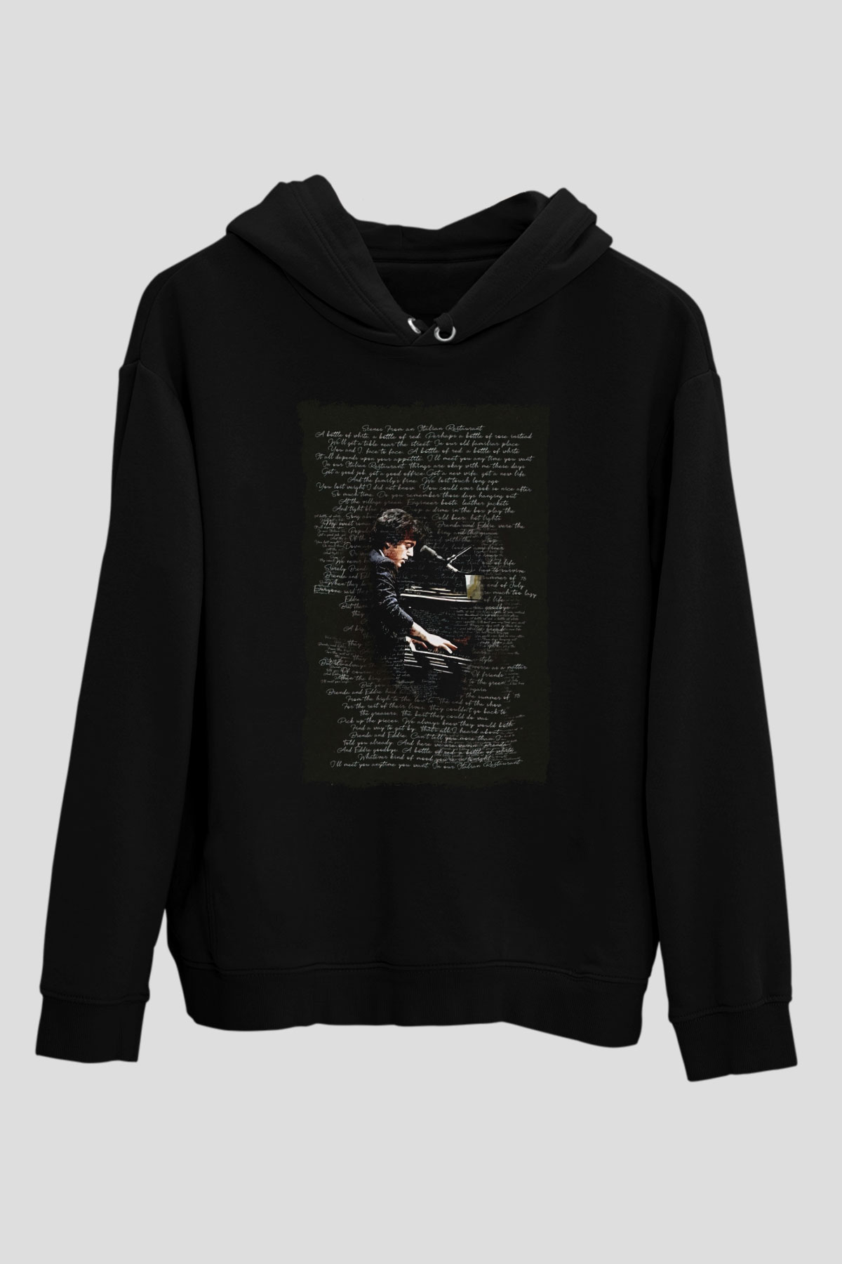 Piyanist Siyah Unisex Kapüşonlu Sweatshirt