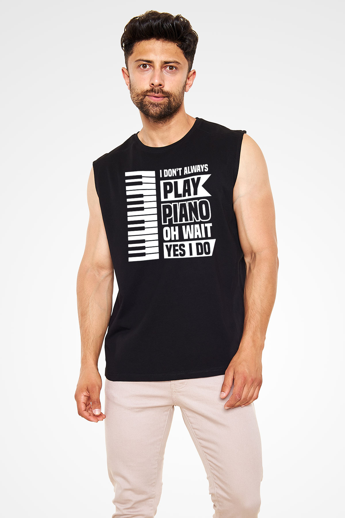 Piyanist Siyah Unisex Kolsuz Tişört