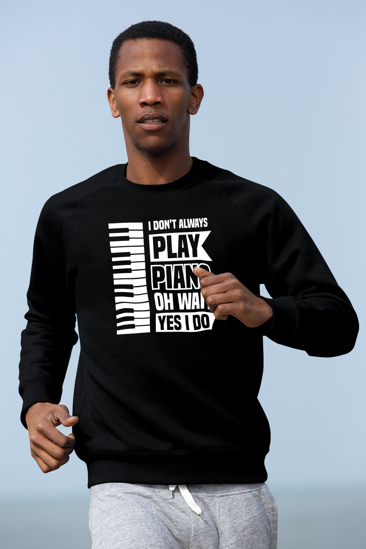 Piyanist Siyah Unisex Sweatshirt