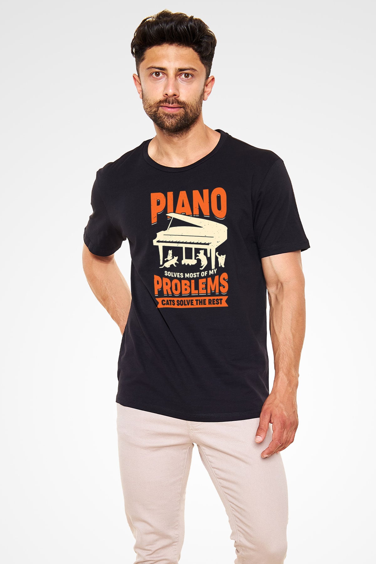 Piyanist Siyah Unisex Tişört T-Shirt - TişörtFabrikası