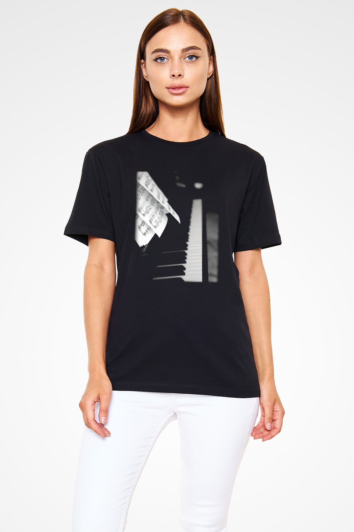 Piyanist Siyah Unisex Tişört T-Shirt - TişörtFabrikası
