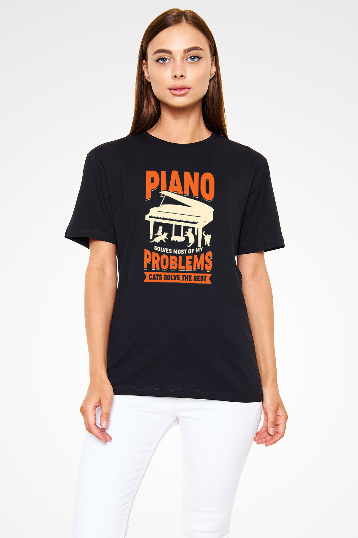 Piyanist Siyah Unisex Tişört T-Shirt - TişörtFabrikası