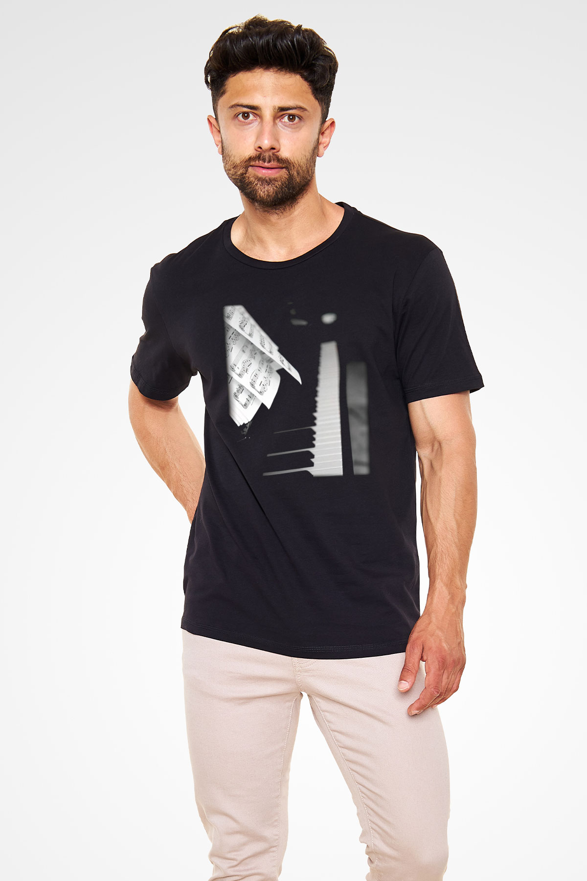 Piyanist Siyah Unisex Tişört T-Shirt - TişörtFabrikası
