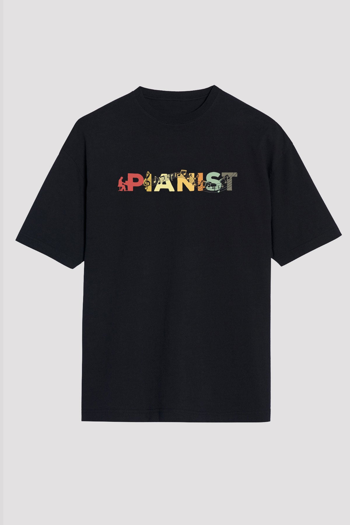 Piyanist Siyah Oversize Tişört Oversize T-shirt - TişörtFabrikası