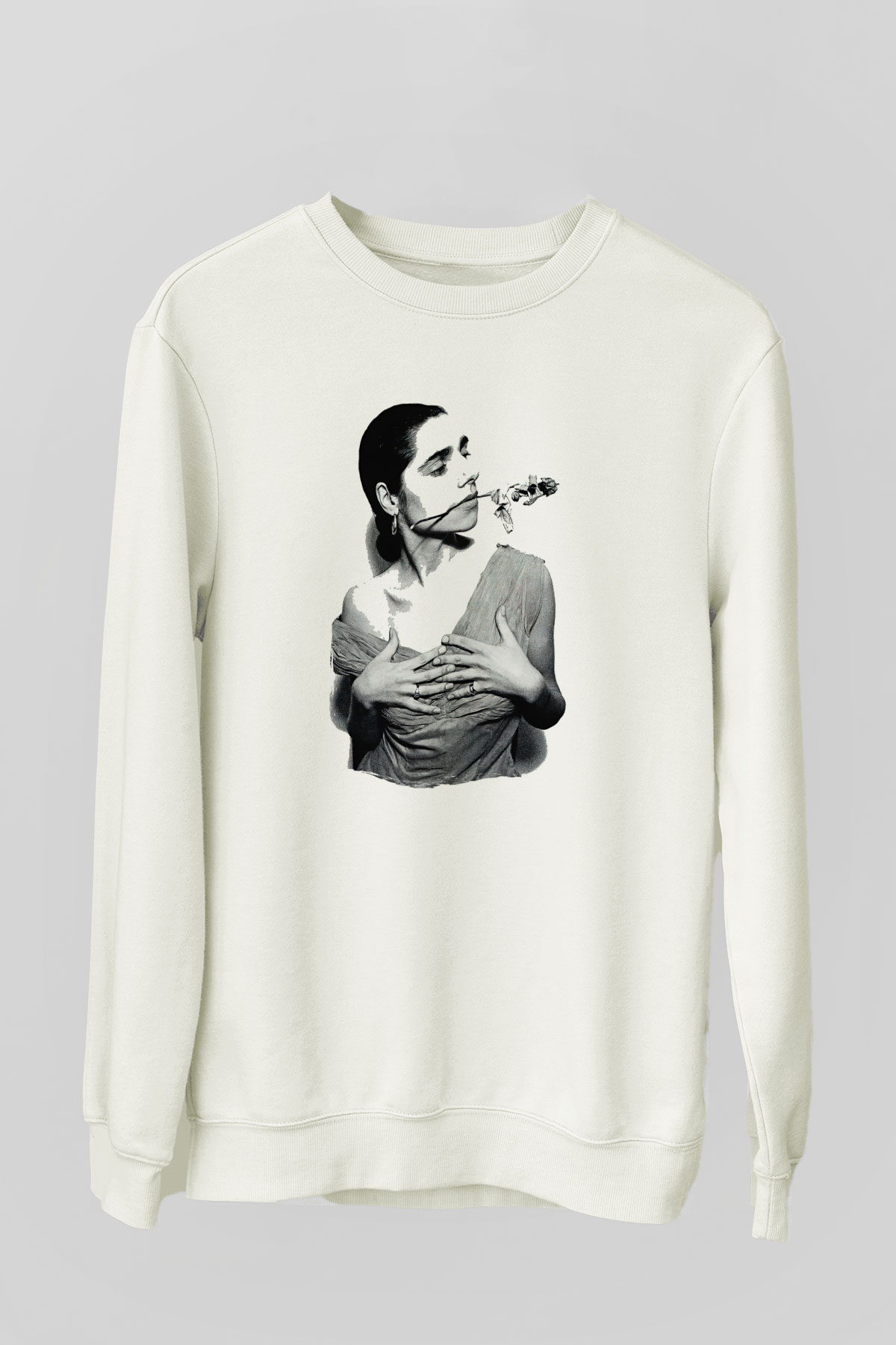 Pj Harvey Baskılı Beyaz Unisex Sweatshirt