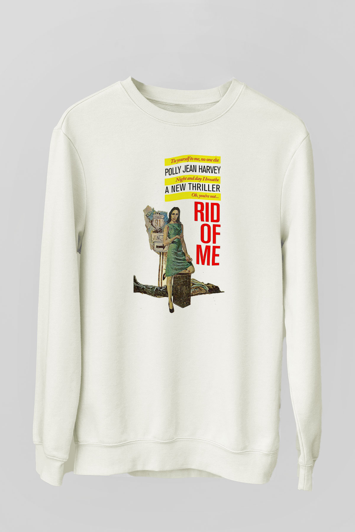 Pj Harvey Baskılı Beyaz Unisex Sweatshirt