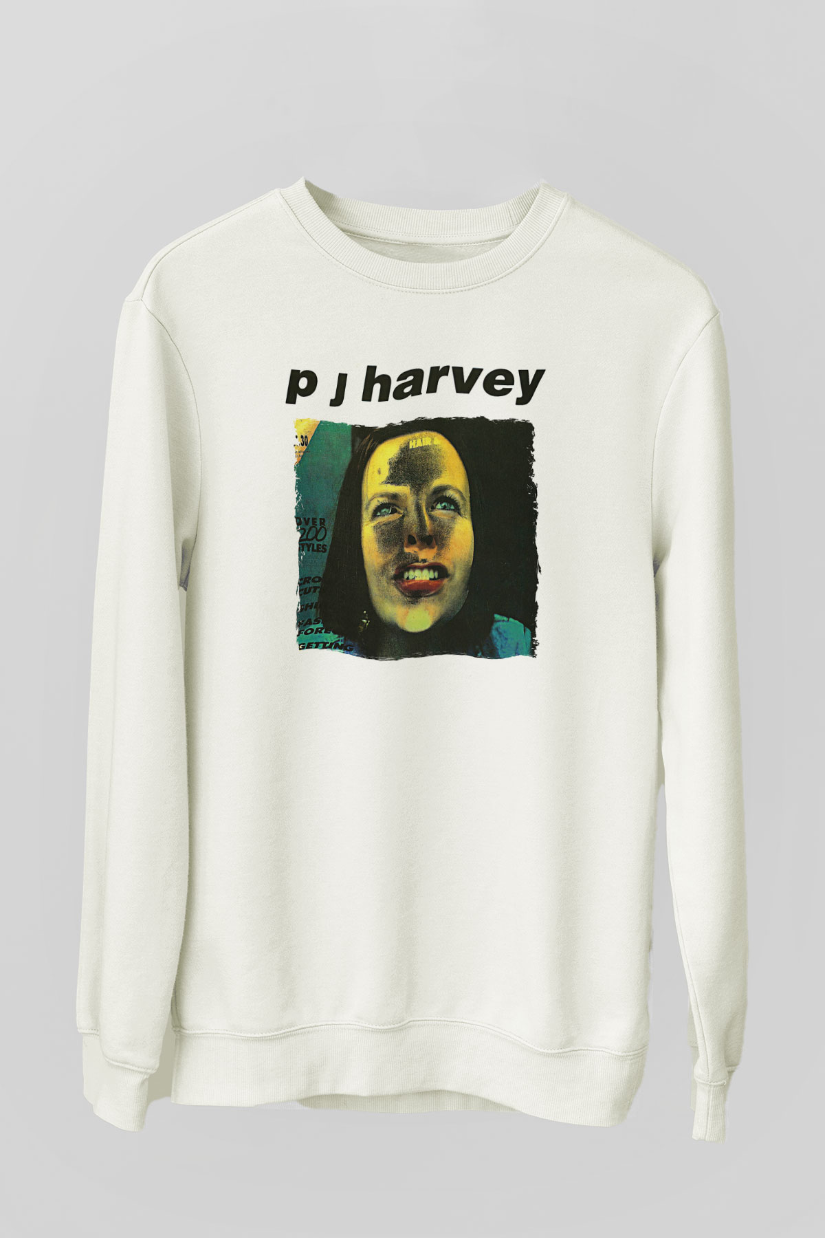 Pj Harvey Baskılı Beyaz Unisex Sweatshirt
