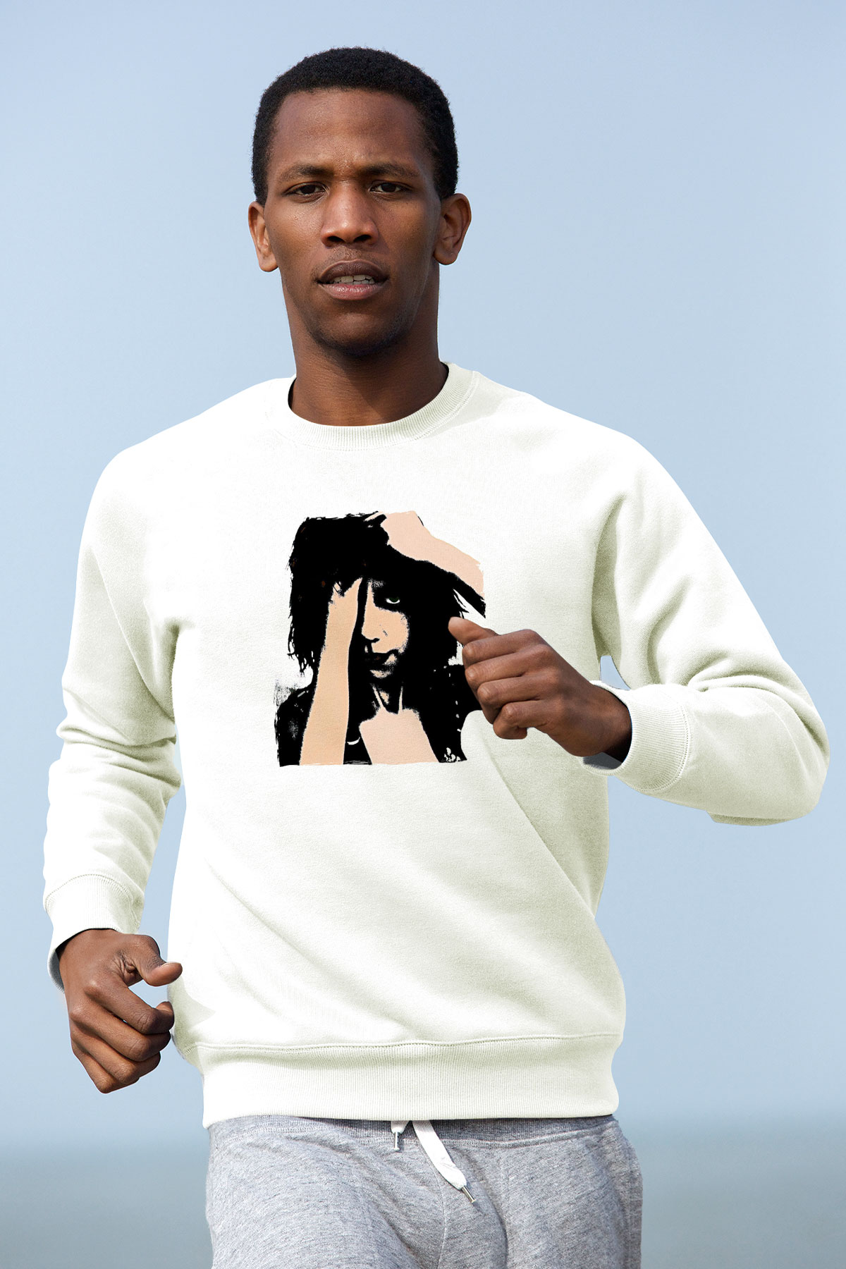 Pj Harvey Baskılı Beyaz Unisex Sweatshirt
